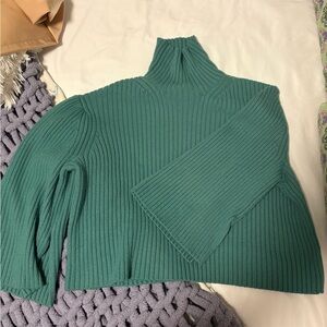 H&M Green Turtleneck Bell Sleeve Sweater
